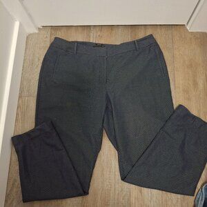 Talbots Newport Womens Pants 18W Navy Blue & White Diamond Pattern Cotton Blend